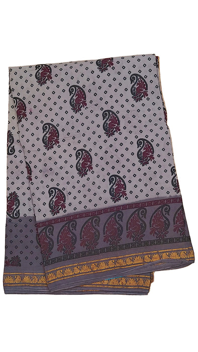 Rani Sungudi Cotton Sarees 1 Inch Double Side Border - Grey