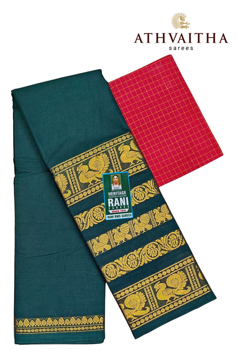 Rani Sungudi Sarees 120's Lotus Self Fancy Doubleside Border With Blouse