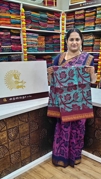 Heritage Rani Sarees 120 Count With Blouse-Flower Batik