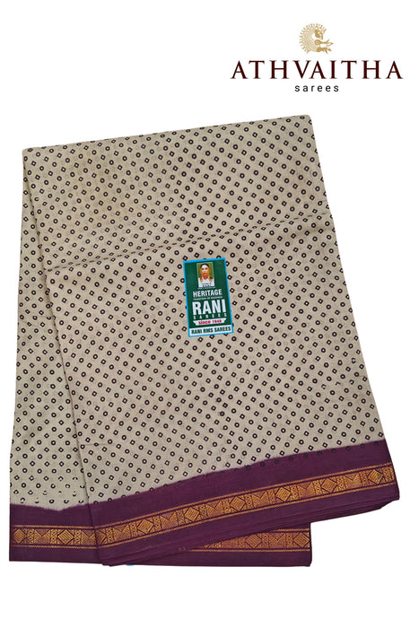 Rani Sungudi Sarees 10.50Yards PolkaDot Contrast Small Border