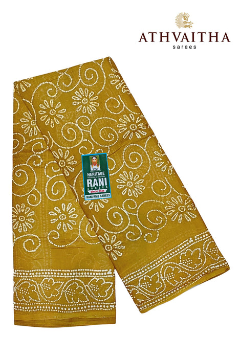 Heritage Rani Sungudi Sarees Without Zari Border Fancy Cool Cotton-Mustard A