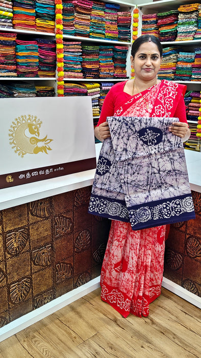 Rani sungudi cotton-Moodupani Without Zari Border