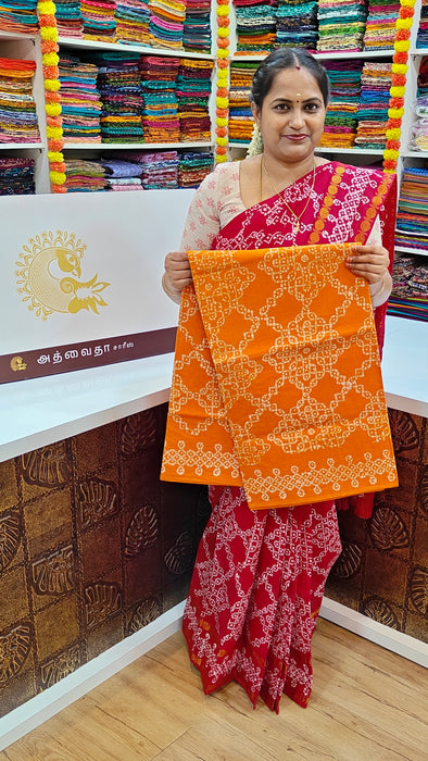 Heritage Rani Sungudi Cotton Saree Without Zari Border - Kolam