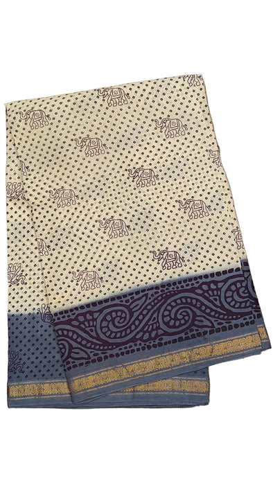 Rani Sungudi Cotton Sarees 1 Inch Double Side Border - Off White and Grey