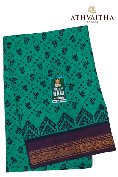 Heritage Sungudi Sarees With Contrast Oneside Zari Border-Green-Purple