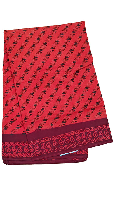 Rani 120's Hand Block Sungudi Cotton Sarees Without Zari Border