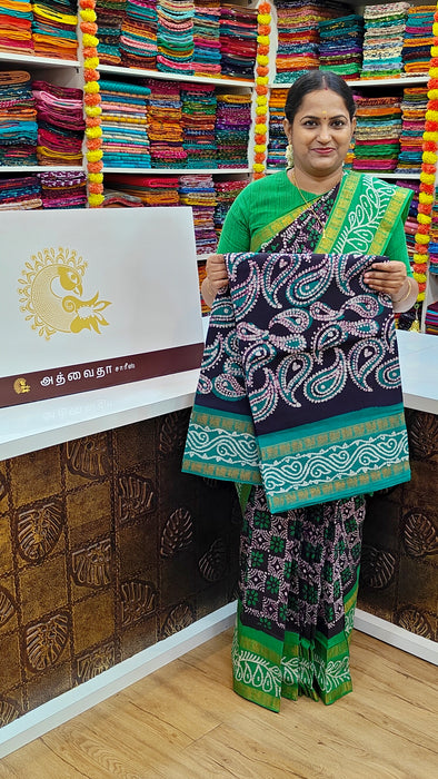 Rani Sungudi Sarees Double Side Annamayil Fancy Wax Print