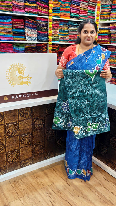 Rani Sungudi Cotton Sarees Without Zari Bathic Art