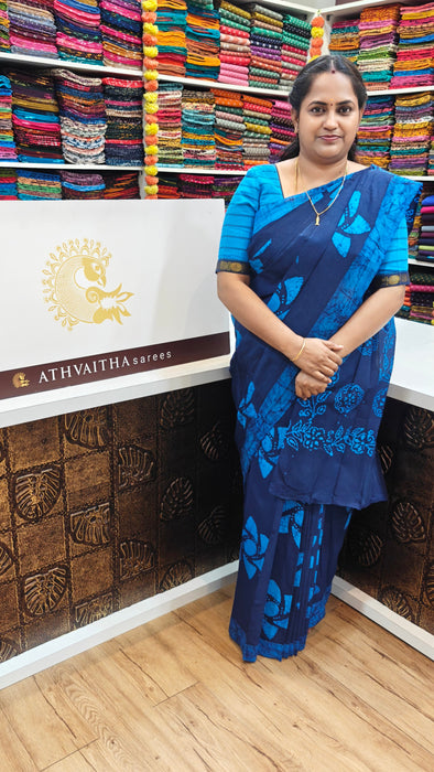 Rani Sungudi Cotton Sarees  Without Zari Flower Design