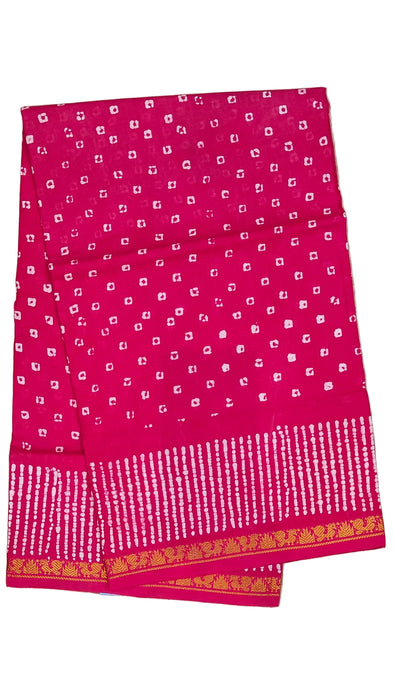 Rani Sungudi Saree Doubleside 1inch Border Self - Chakra Bandini-Pink