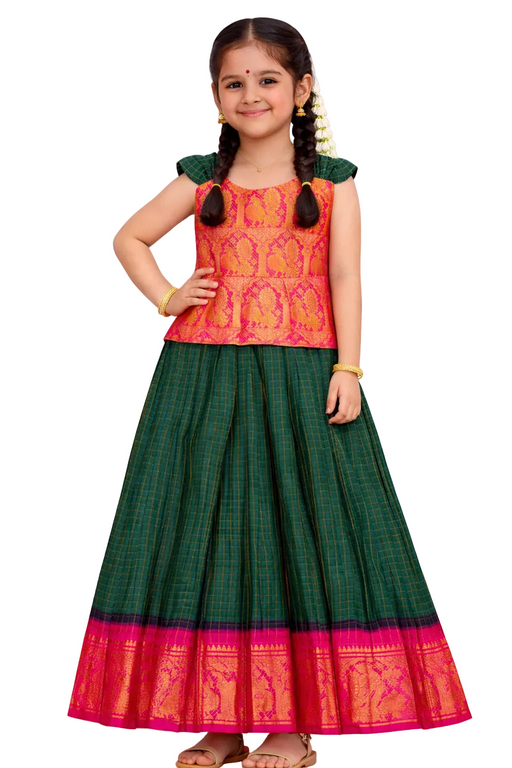 Maroon Traditional Kids Pavadai Sattai Set
