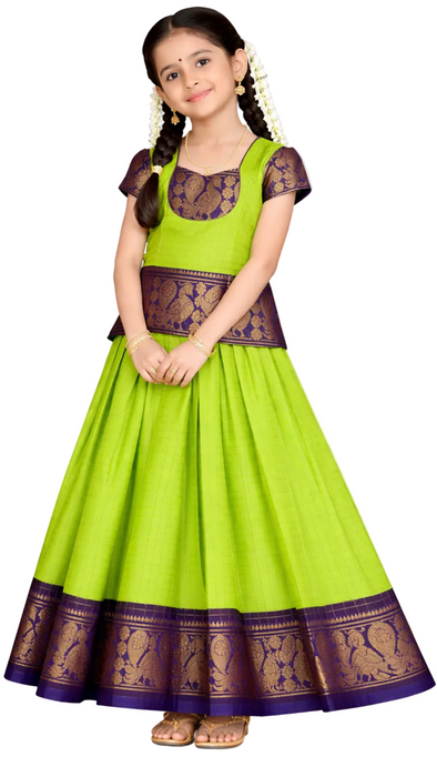 Navy Blue Kids Sungudi Cotton Dress