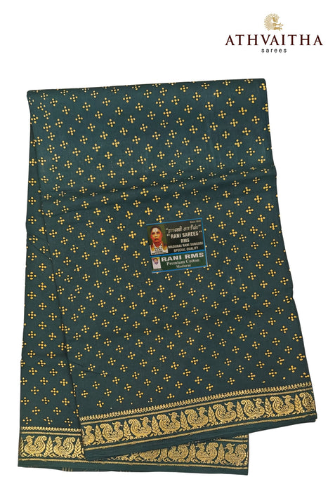 Heritage Rani Flower Dot With Peacock Border -Self