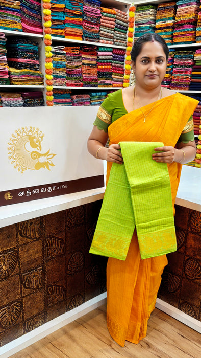 Sungudi Cotton Zari Checks Saree – Handcrafted Elegance from Madurai -Sneha Green