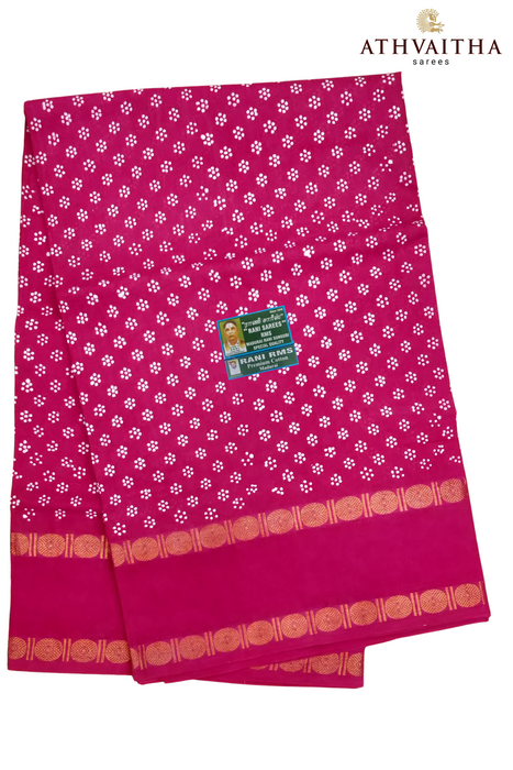 Rani Sungudi Madurai Cotton Sarees With Doubleside Rudraksha Border - Flower DotSelf