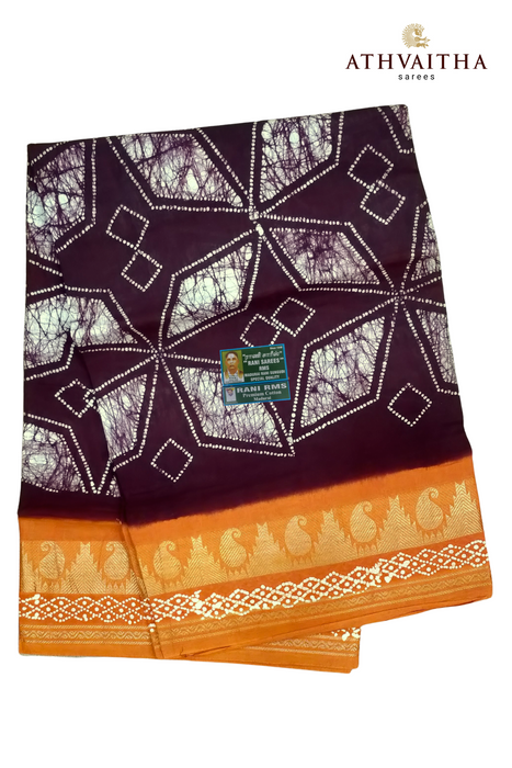 Madurai Rani Sungudi Cotton With Doubleside Mango & Tower Zari Border-Diamond Flower