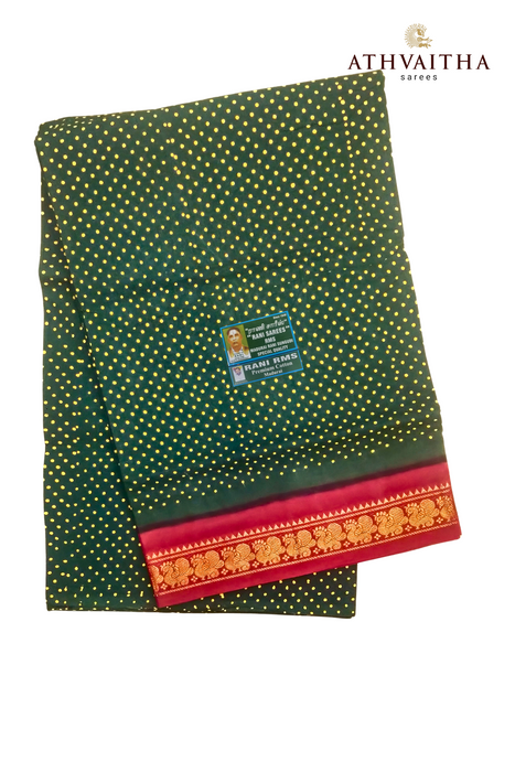 Madurai Sungudi Cotton Sarees-One Side Small Border-Small Single Dot Contrast