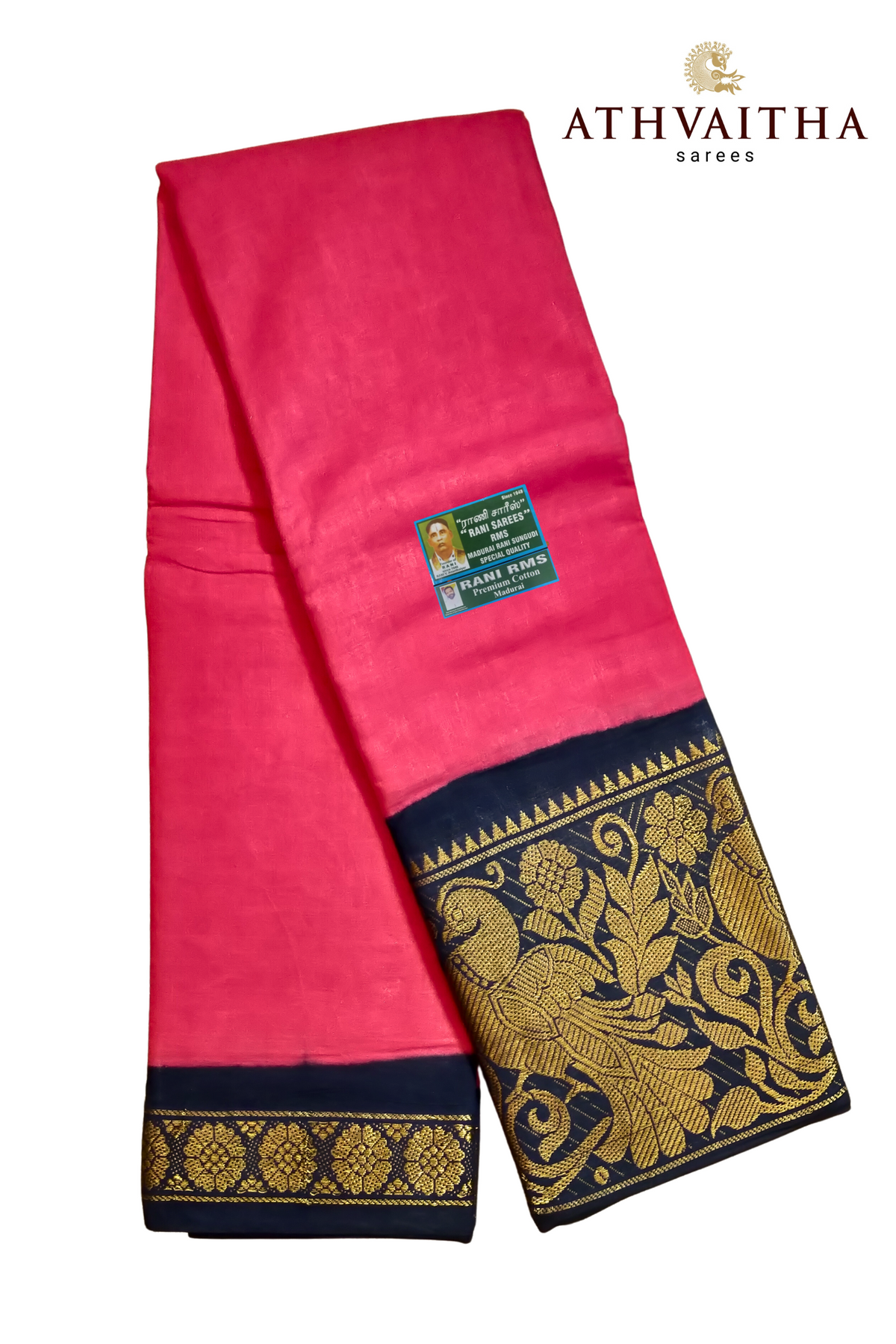 Rani Plain Long Border Contrast - Silver — Athvaitha