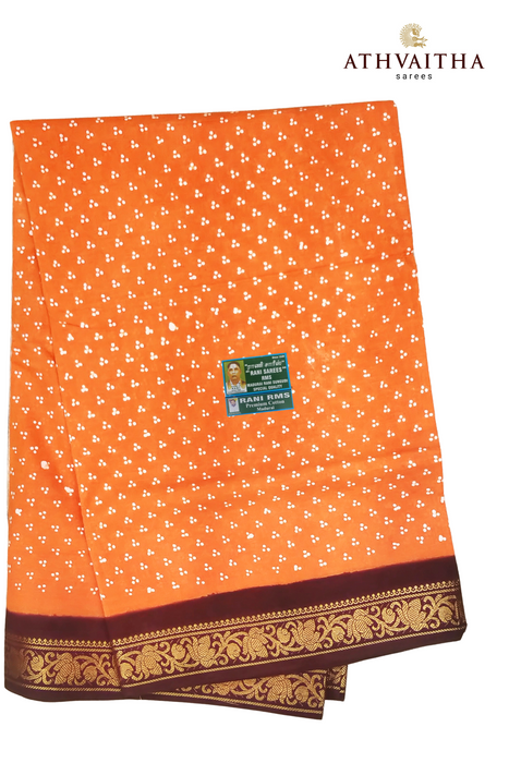 Rani Sungudi Cotton 3 Dot With Doubleside Border - Contrast