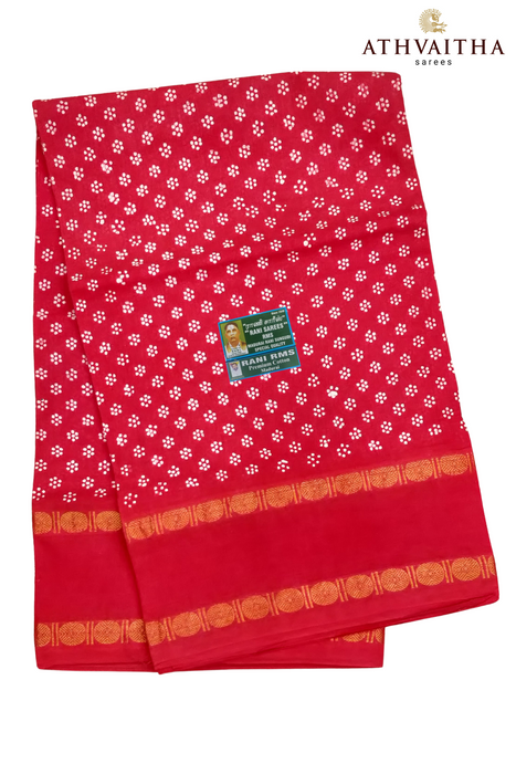 Rani Sungudi Madurai Cotton Sarees With Doubleside Rudraksha Border - Flower DotSelf