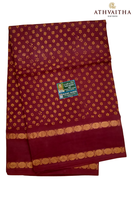Rani Sungudi Madurai Cotton Sarees With Doubleside Rudraksha Border - Flower DotSelf